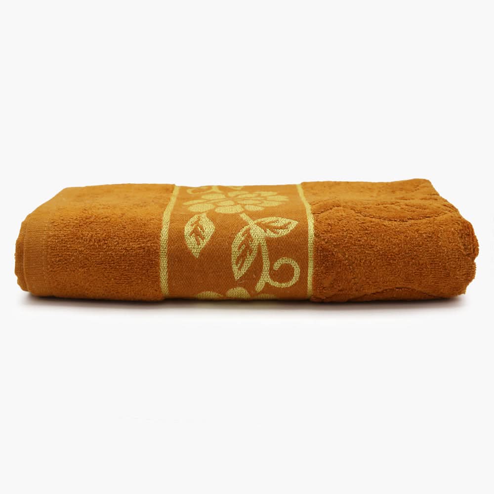 Bath Towel Embossed Flower - Golden Brown, Bath Towels, Chase Value, Chase Value