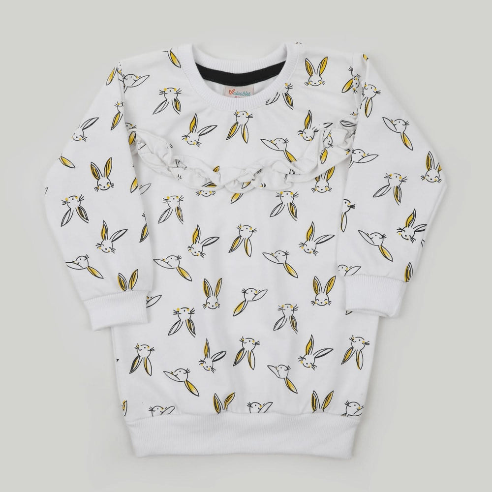 Girls Full Sleeves Sweat Shirt - White, Girls Hoodies & Sweat Shirts, Chase Value, Chase Value