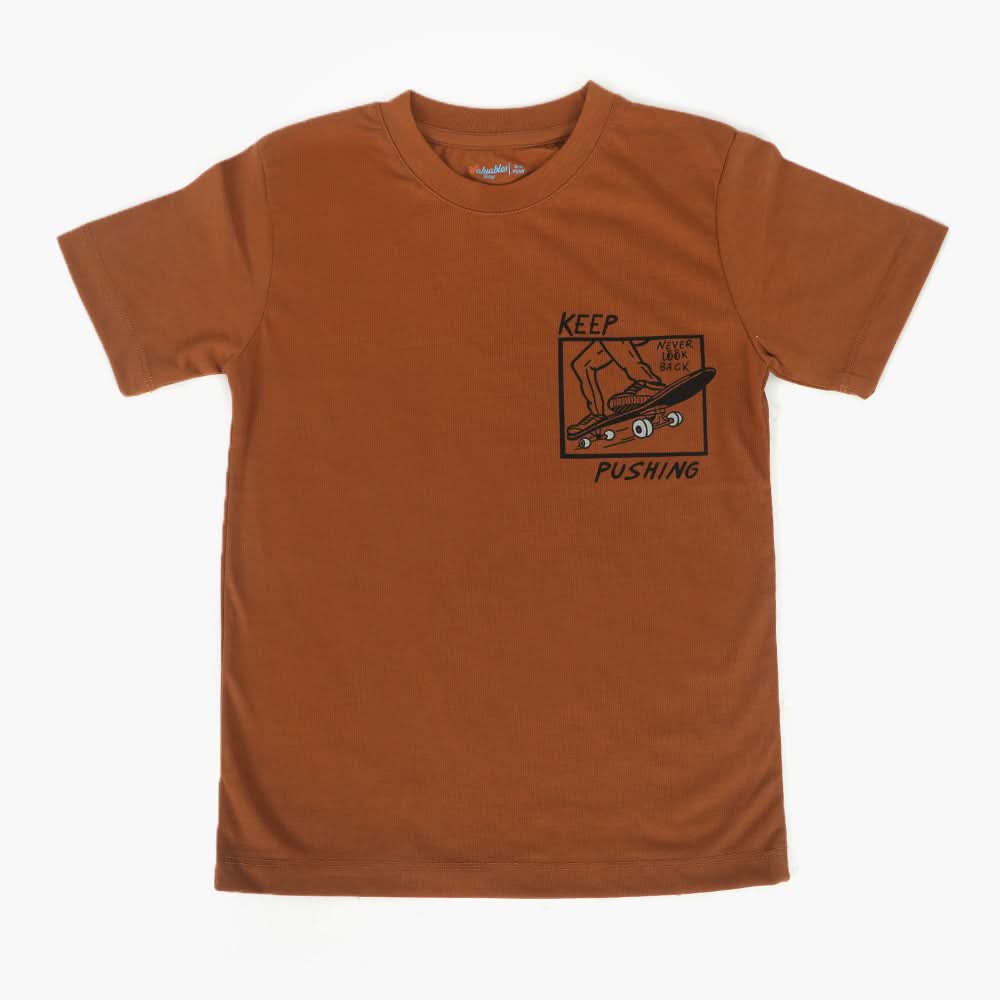 Boys Half Sleeves T-Shirt - Brown, Boys T-Shirts, Chase Value, Chase Value