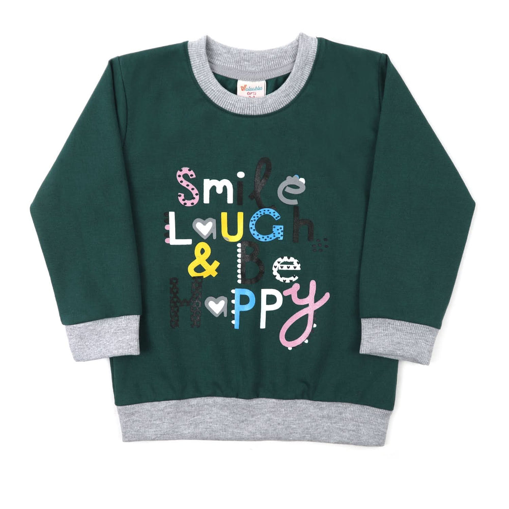 Girls Full Sleeves Sweat Shirt - Green, Girls Hoodies & Sweat Shirts, Chase Value, Chase Value