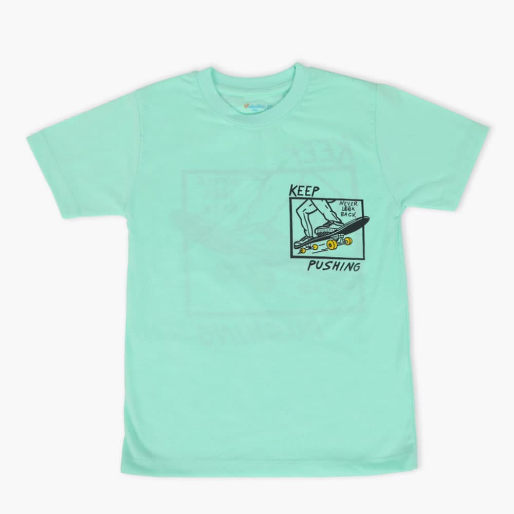 Boys Half Sleeves T-Shirt - Cyan, Boys T-Shirts, Chase Value, Chase Value