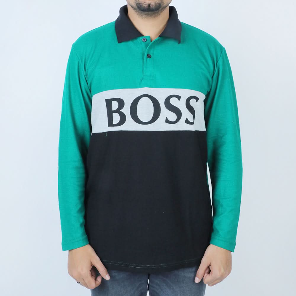 Men's Full Sleeves Polo T-Shirt - Green, Men's T-Shirts & Polos, Chase Value, Chase Value