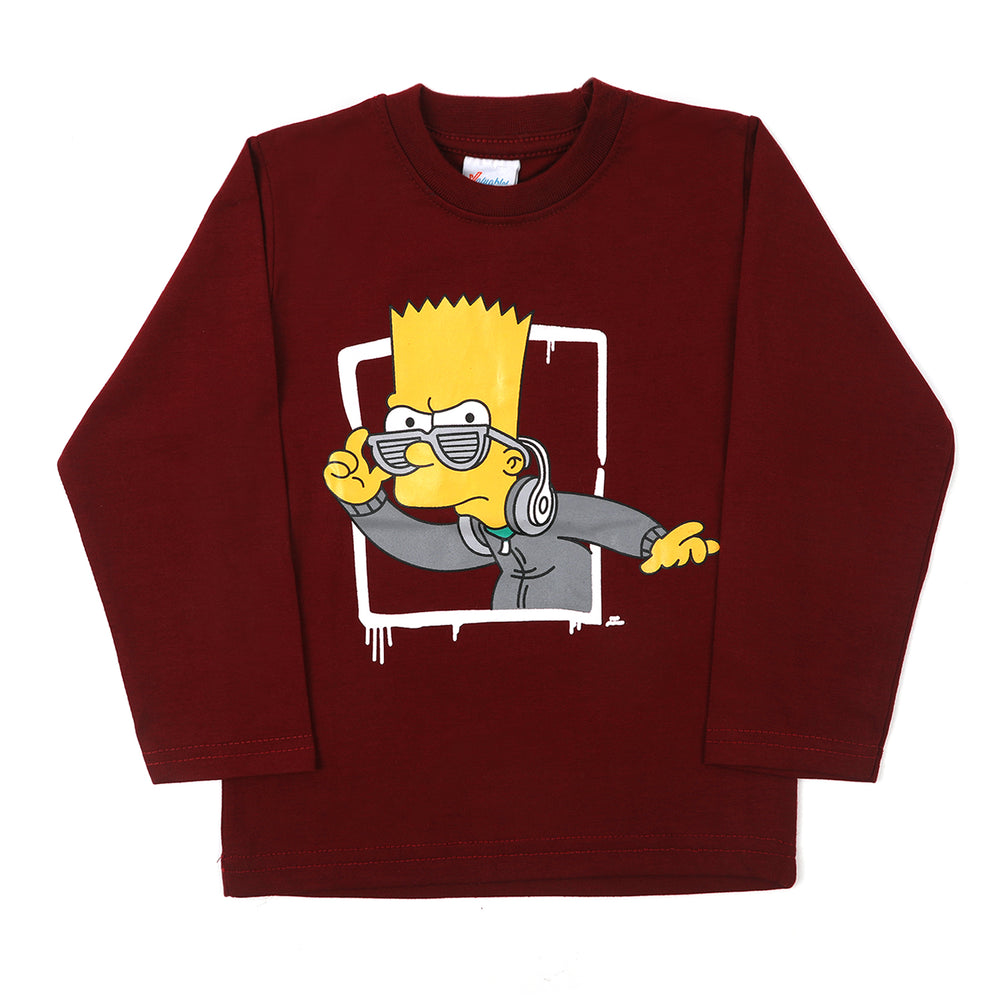 Boys Full Sleeves T-Shirt - Maroon, Boys T-Shirts, Chase Value, Chase Value