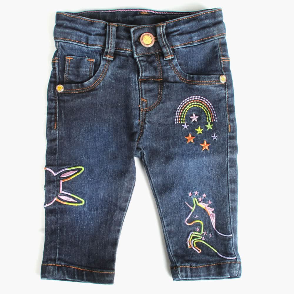 Newborn Girls Pant Denim - Navy Blue, Newborn Girls Shorts Skirts & Pants, Chase Value, Chase Value