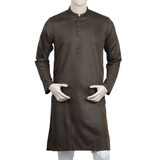 Men's Slim Fit Embroidered Kurta - Dark Brown, Men's Kurtas, Chase Value, Chase Value
