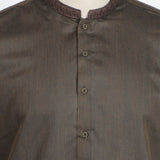 Men's Slim Fit Embroidered Kurta - Dark Brown, Men's Kurtas, Chase Value, Chase Value