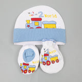 Caps & Mitten Set - Blue, Newborn Caps, Shoes & Socks, Chase Value, Chase Value