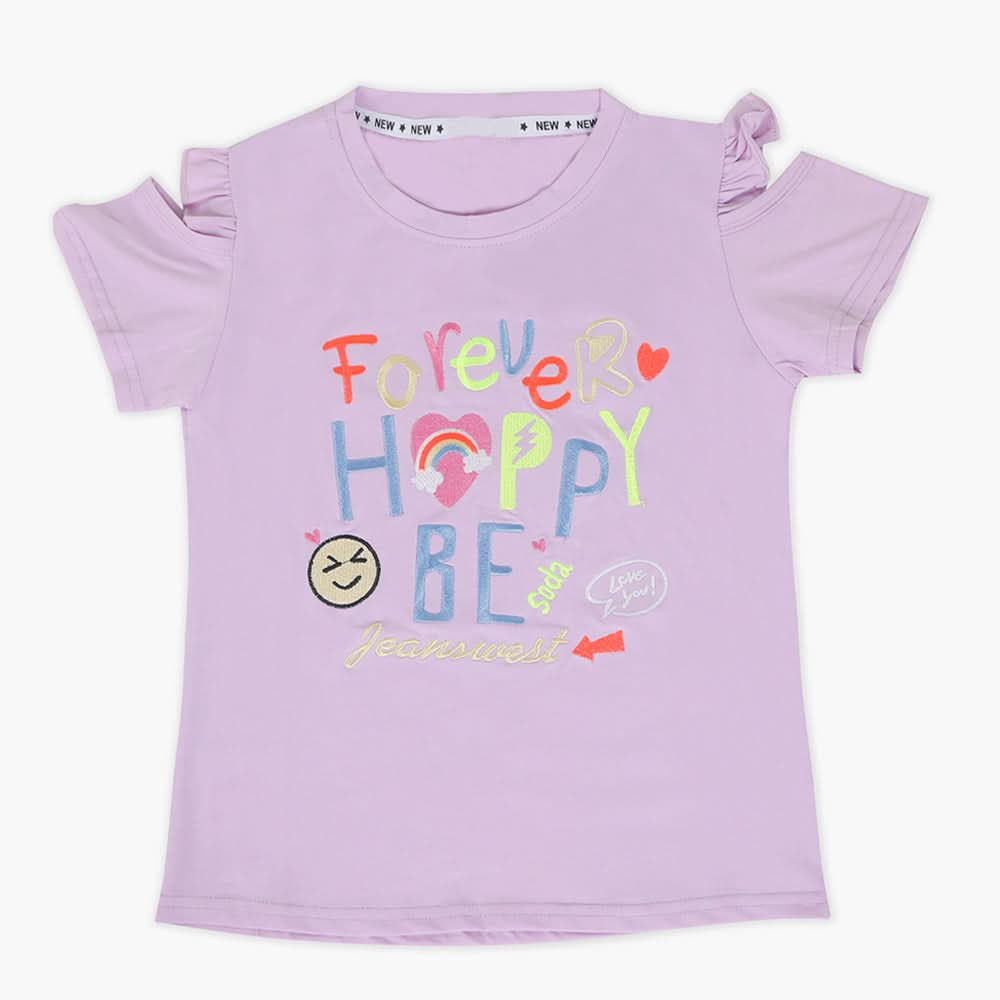 Girls Half Sleeves T-Shirt - Purple, Girls T-Shirts, Chase Value, Chase Value