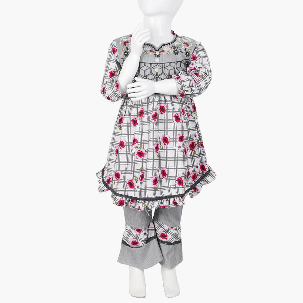 Girls Embroided Shalwar Suits - Grey, Girls Suits, Chase Value, Chase Value