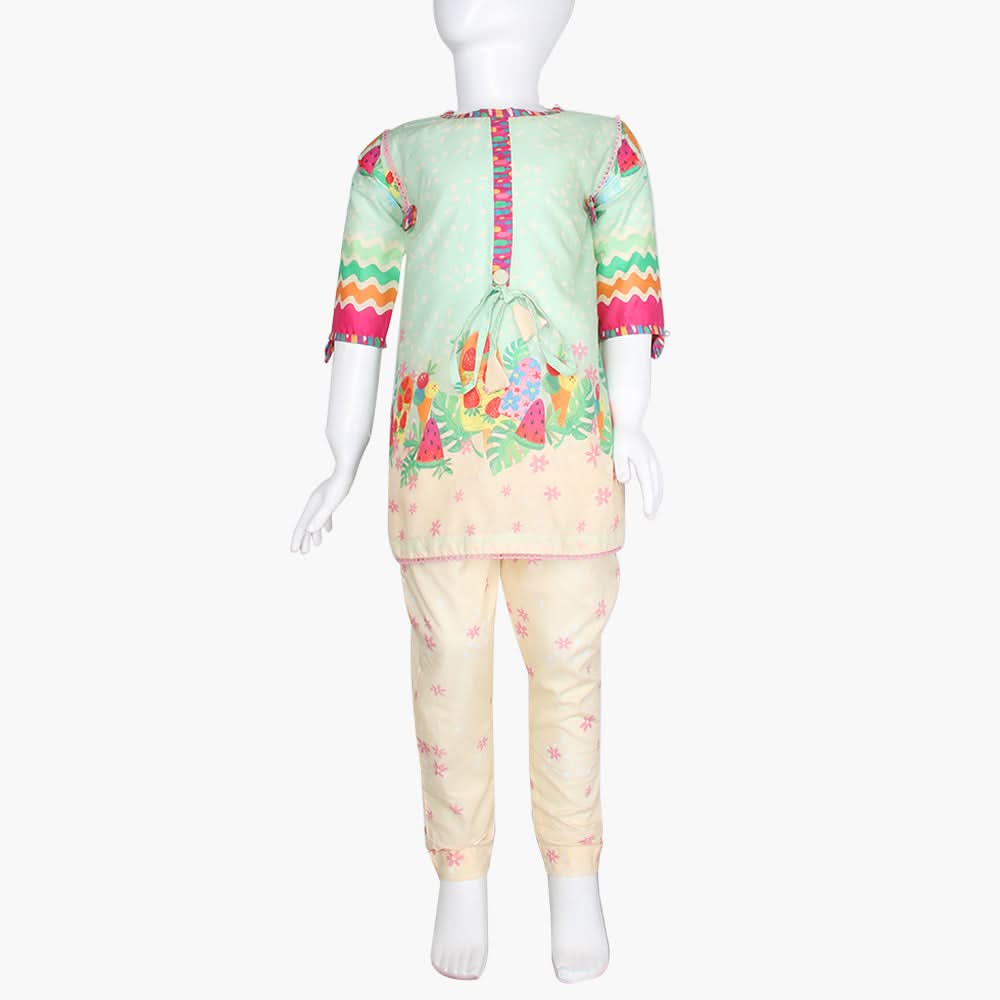 Girls Shalwar Suit 2Pcs - Light Green, Girls Shalwar Kameez, Chase Value, Chase Value