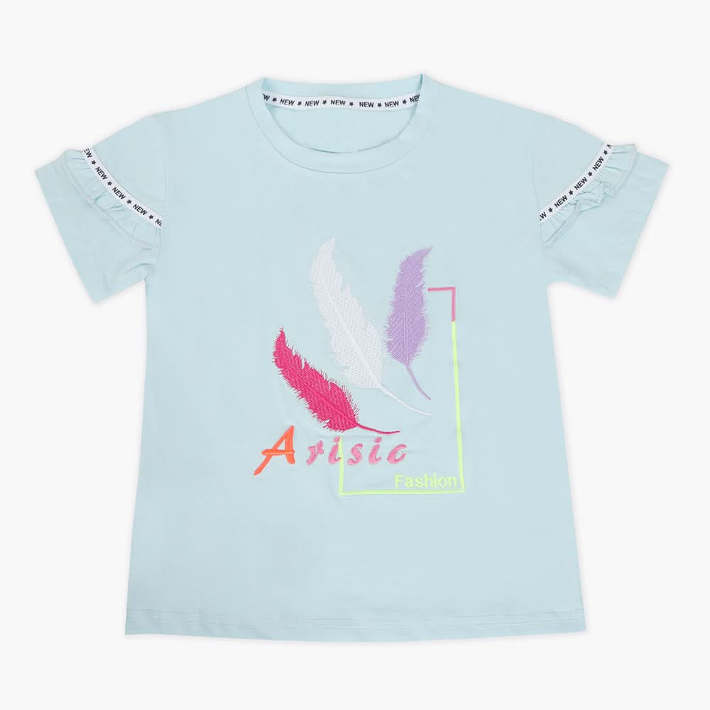 Girls Half Sleeves T-Shirt - Light Blue, Girls T-Shirts, Chase Value, Chase Value