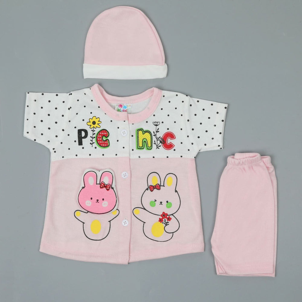 Newborn Girls Half Sleeves Suit - Pink, Newborn Girls Sets & Suits, Chase Value, Chase Value