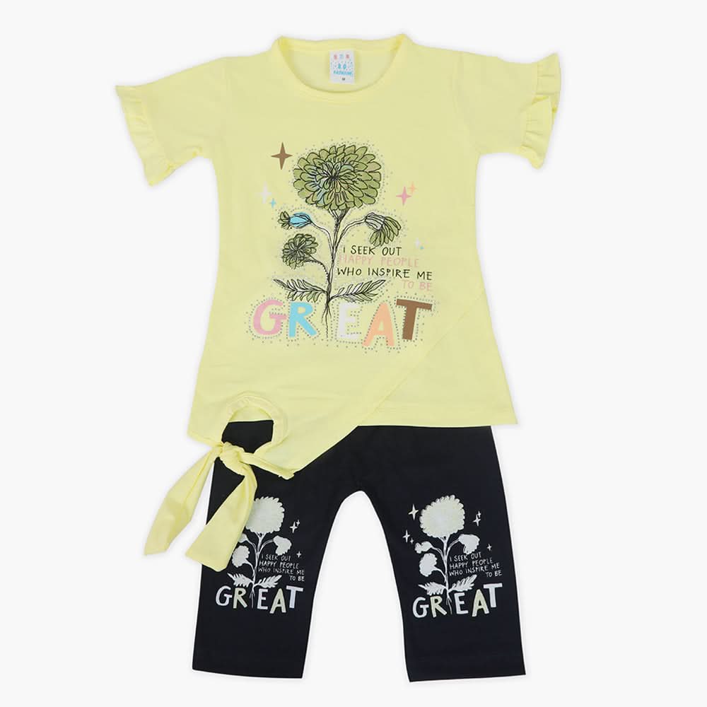 Girls Half Sleeves Suit - Yellow, Girls Suits, Chase Value, Chase Value