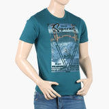 Men's Round Neck Half Sleeves Printed T-Shirt - Steel Green, Men's T-Shirts & Polos, Chase Value, Chase Value