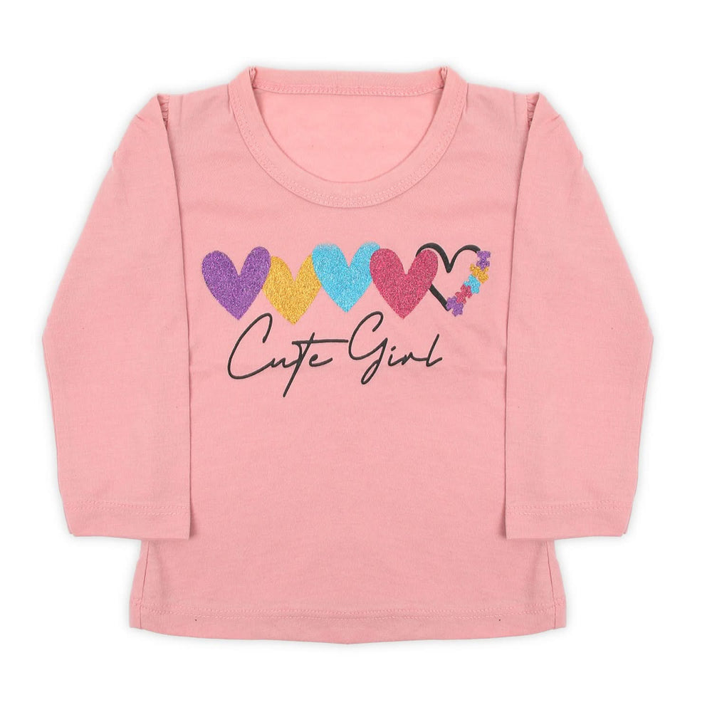 Girls Full Sleeves T-Shirt - Tea Pink, Girls T-Shirts, Chase Value, Chase Value