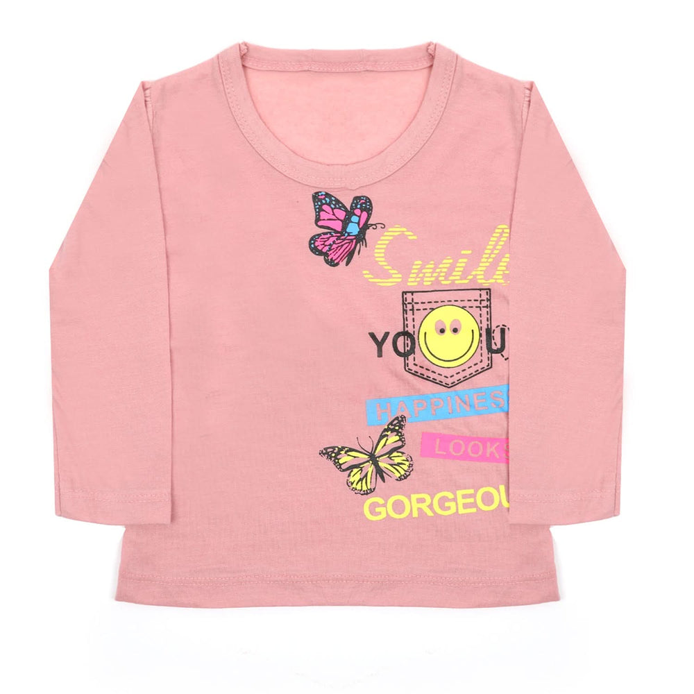 Girls Full Sleeves T-Shirt - Tea Pink, Girls T-Shirts, Chase Value, Chase Value