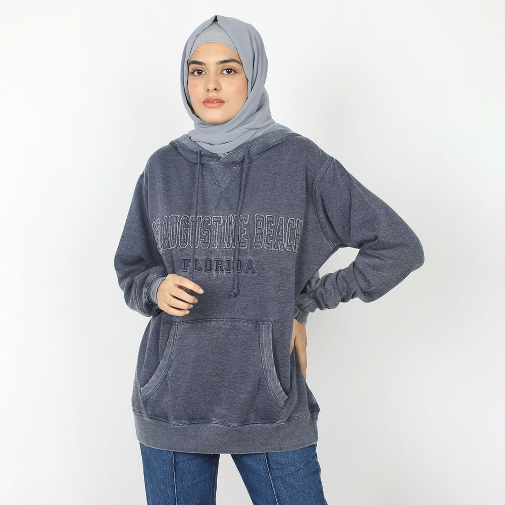 Women's Full Sleeves Hoodie Jacket - Navy Blue, Women Sweatshirts & Hoodies, Chase Value, Chase Value