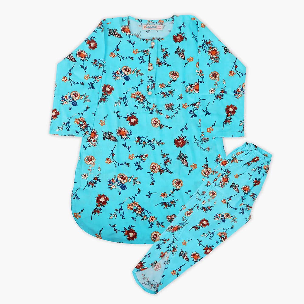 Girls Printed Shalwar Suit - Blue, Girls Shalwar Kameez, Chase Value, Chase Value