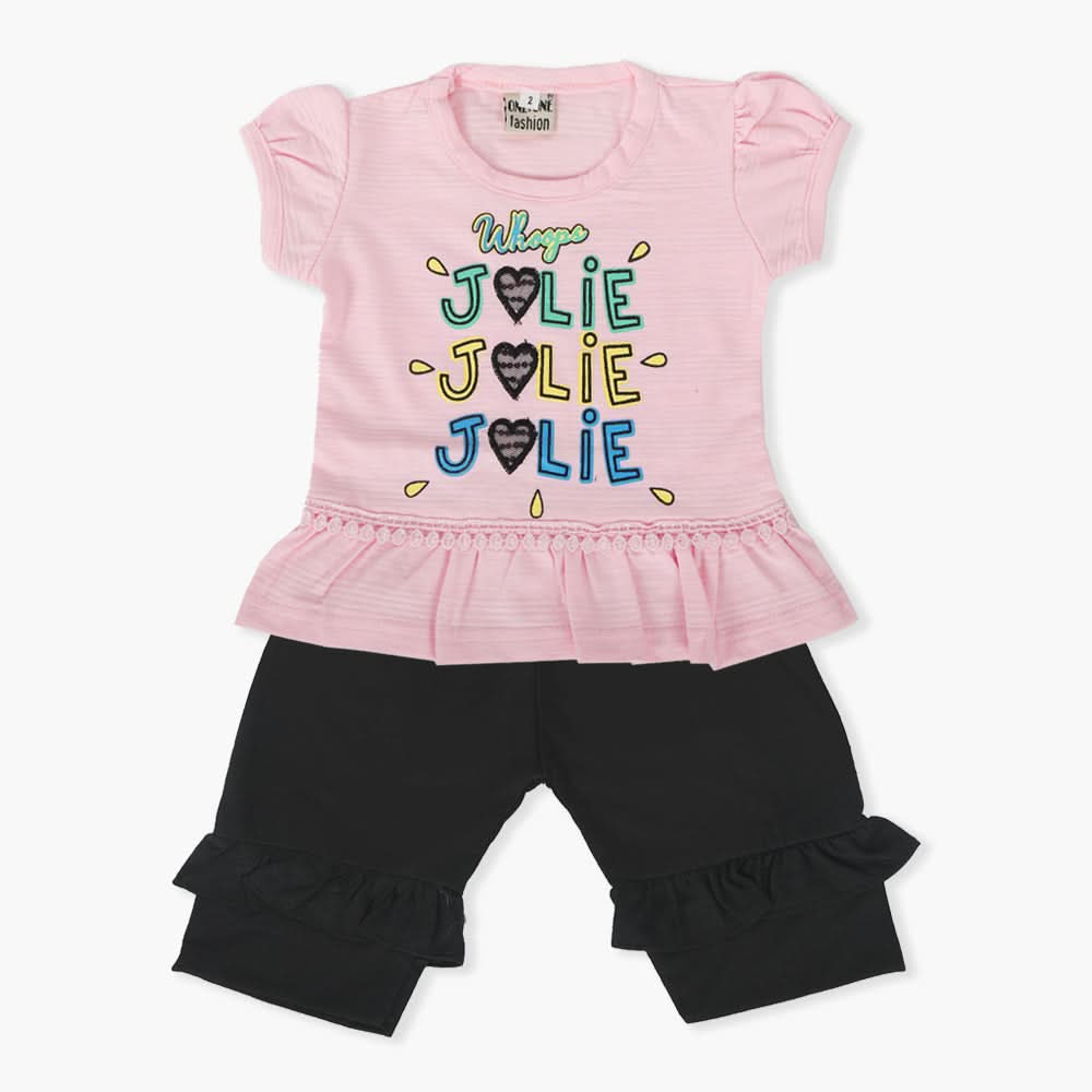 Newborn Girls Half Sleeves Suit - Pink, Newborn Girls Sets & Suits, Chase Value, Chase Value