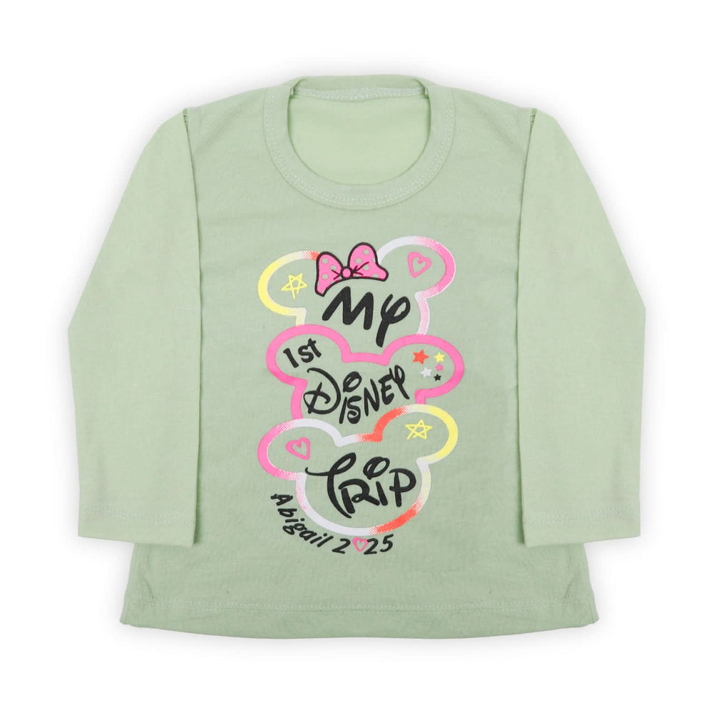 Girls Full Sleeves T-Shirt - Light Green, Girls T-Shirts, Chase Value, Chase Value