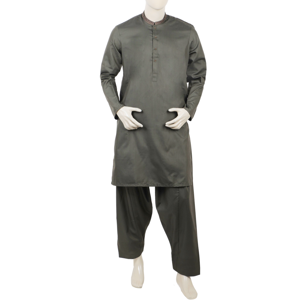 Valuables Men Embroidered Shalwar Suit - Green, Men's Shalwar Kameez, Chase Value, Chase Value