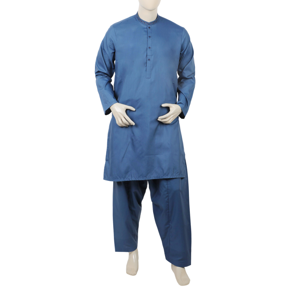 Valuables Men Embroidered Shalwar Suit - Royal Blue, Men's Shalwar Kameez, Chase Value, Chase Value