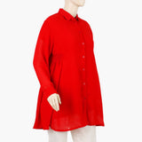 Women's Western Long Top With Open Front - Red, Women T-Shirts & Tops, Chase Value, Chase Value