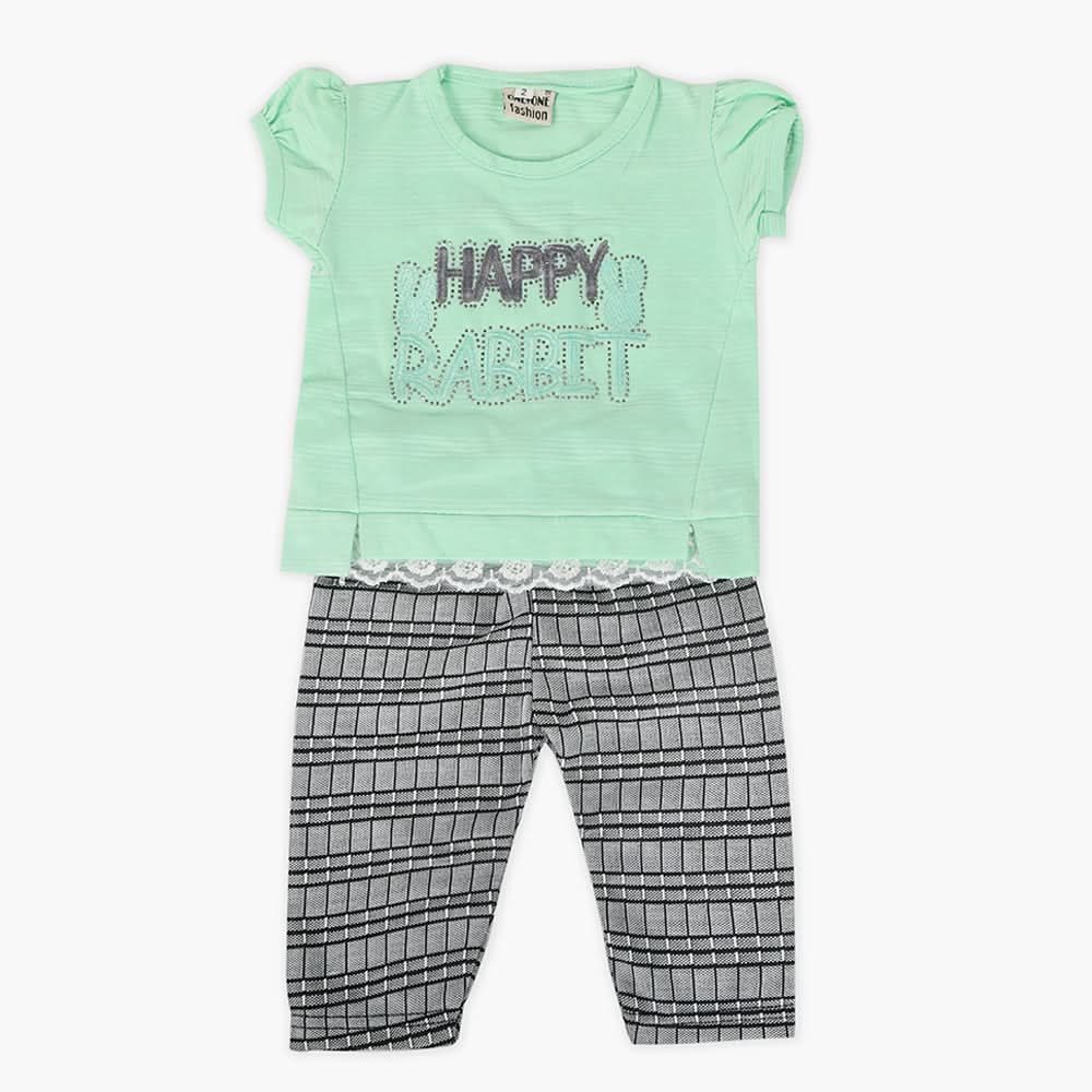 Newborn Girls Half Sleeves Suit - Sea Green, Newborn Girls Sets & Suits, Chase Value, Chase Value