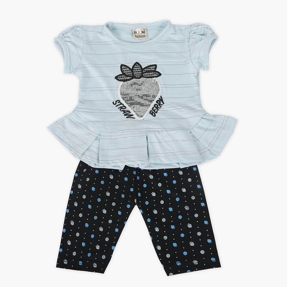 Newborn Girls Half Sleeves Suit - Light Blue, Newborn Girls Sets & Suits, Chase Value, Chase Value
