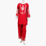 Women's Embroidered Stitched 2Pcs Shalwar Suit - Red, Women Shalwar Suits, Chase Value, Chase Value