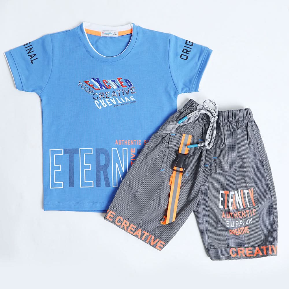 Boys Half Sleeves Suit - Blue, Boys Sets & Suits, Chase Value, Chase Value
