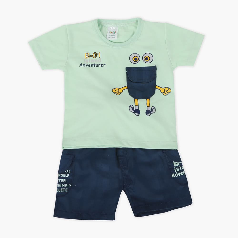 Newborn Boys Half Sleeves Suit - Cyan, Newborn Boys Sets & Suits, Chase Value, Chase Value