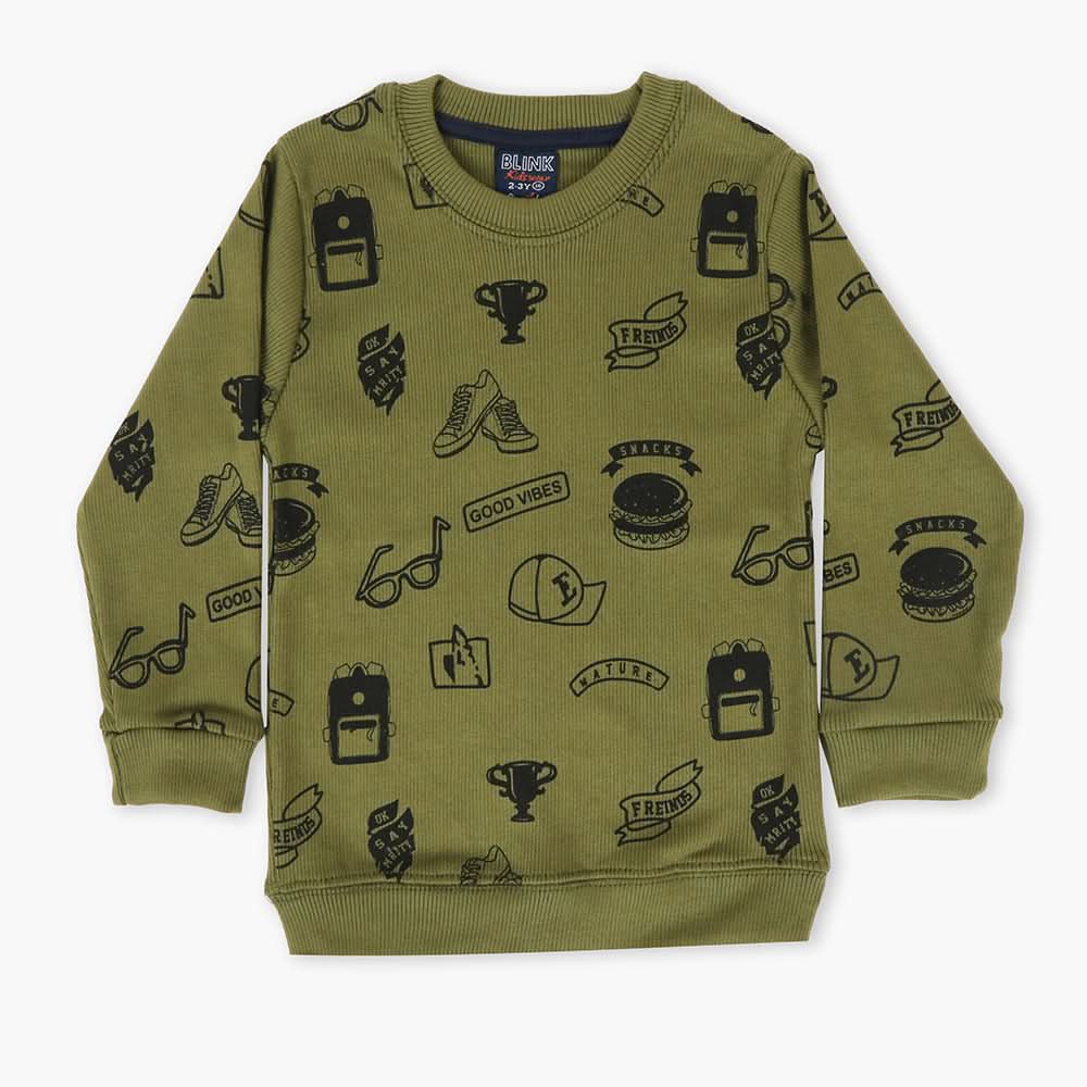 Boys Sweatshirt - Olive Green, Boys Hoodies & Sweat Shirts, Chase Value, Chase Value