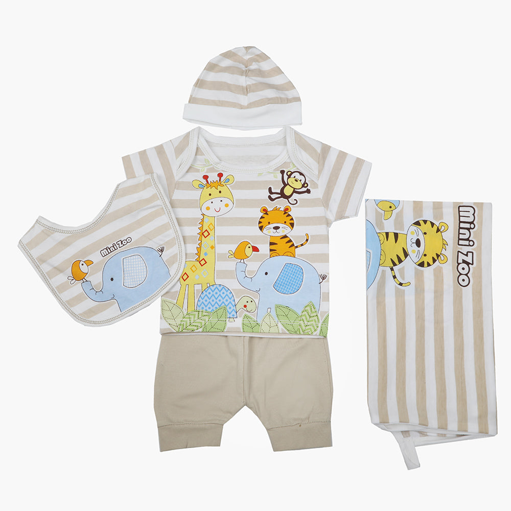 Newborn Boys Gift Set 05 Pcs - Beige, Newborn Gift Set, Chase Value, Chase Value