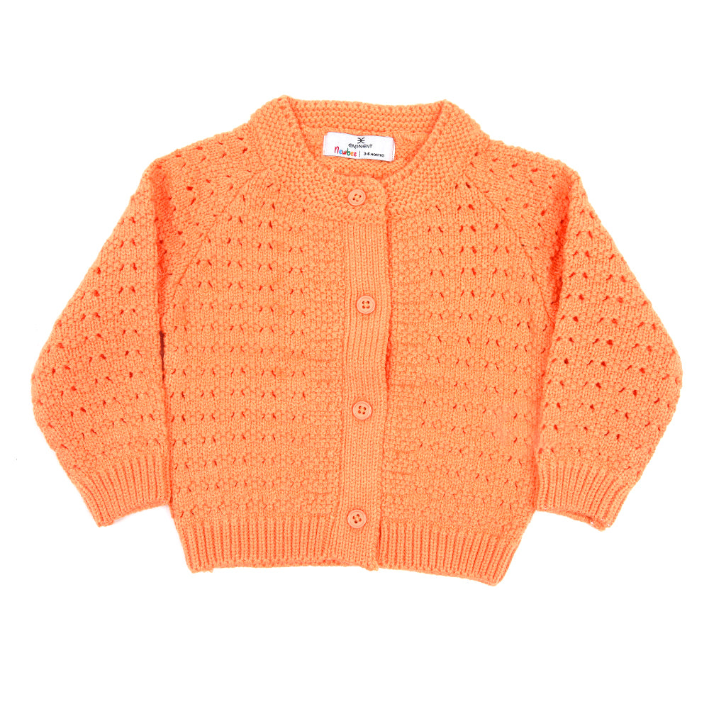 Newborn Girls Full Sleeves Sweater - Peach, Newborn Girls Winterwear, Chase Value, Chase Value
