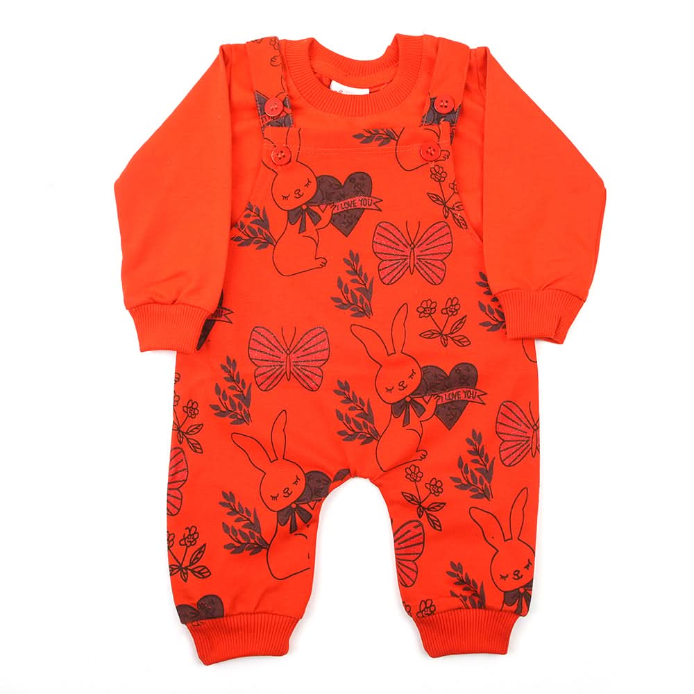 Newborn Girls Full Sleeves Romper - Orange, Newborn Girls Rompers, Chase Value, Chase Value