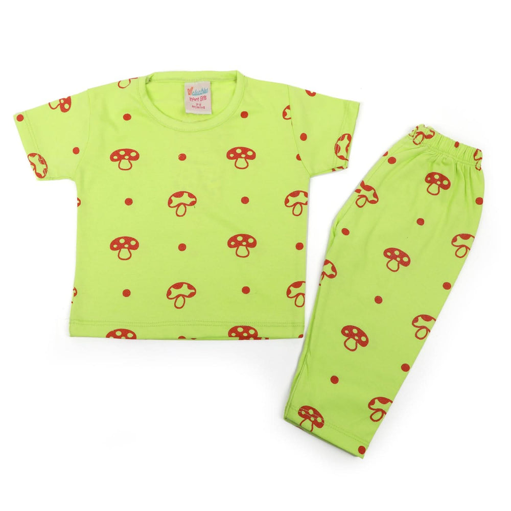 Newborn Girls Half Sleeves Night Suit - Light Green, Newborn Girls Sets & Suits, Chase Value, Chase Value