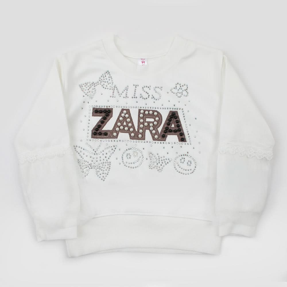 Girls Full Sleeves Sweatshirt - White, Girls Hoodies & Sweat Shirts, Chase Value, Chase Value