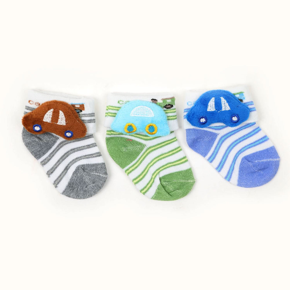 Newborn 3Pc Socks - Multi Color, Newborn Caps, Shoes & Socks, Chase Value, Chase Value