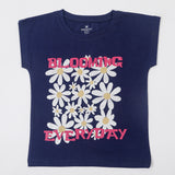 Eminent Girls Half Sleeves T-Shirt - Mid Blue, Girls T-Shirts, Eminent, Chase Value