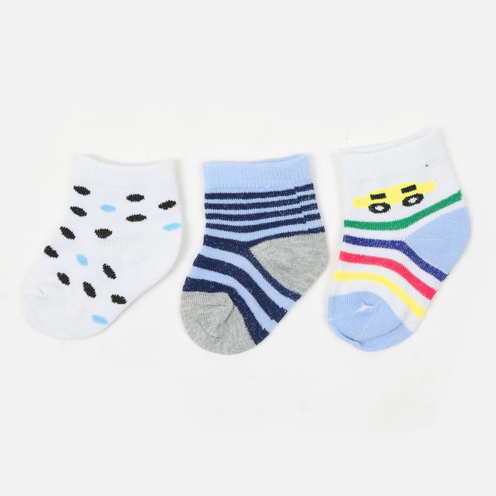 Newborn 3Pc Socks - Multi Color, Newborn Caps, Shoes & Socks, Chase Value, Chase Value
