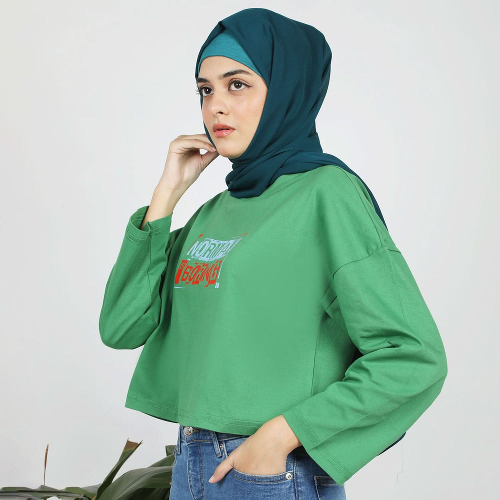 Women's Full Sleeves T-Shirt - Green, Women T-Shirts & Tops, Chase Value, Chase Value
