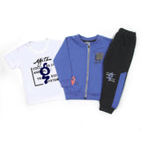 Boys Full Sleeves 3pcs Suit - Blue, Boys Sets & Suits, Chase Value, Chase Value