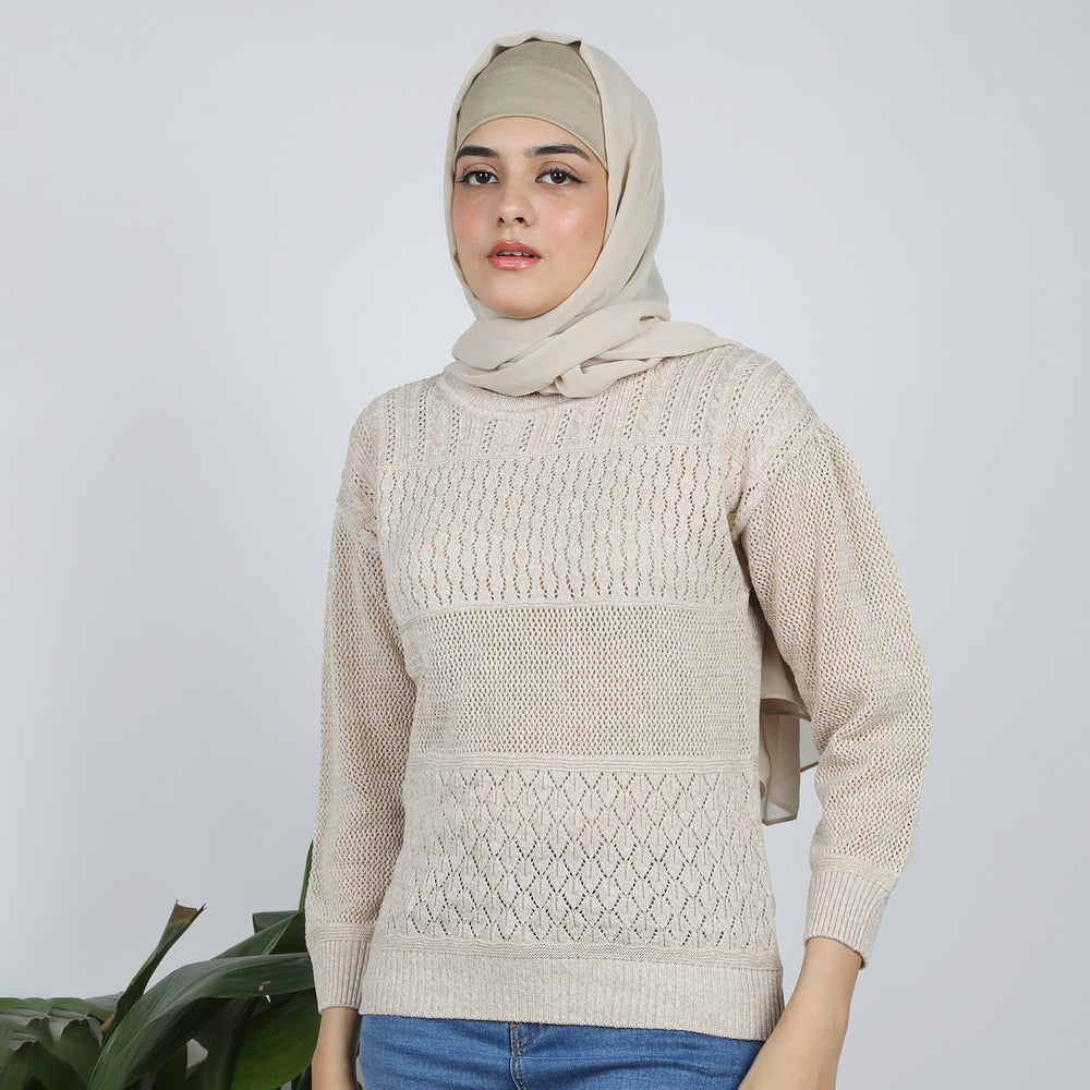 Eminent Women's Full Sleeves Sweater - Oatmeal, Women Sweaters, Eminent, Chase Value