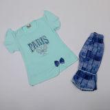 Girls Tight Half Sleeves Suit - Cyan, Girls Suits, Chase Value, Chase Value