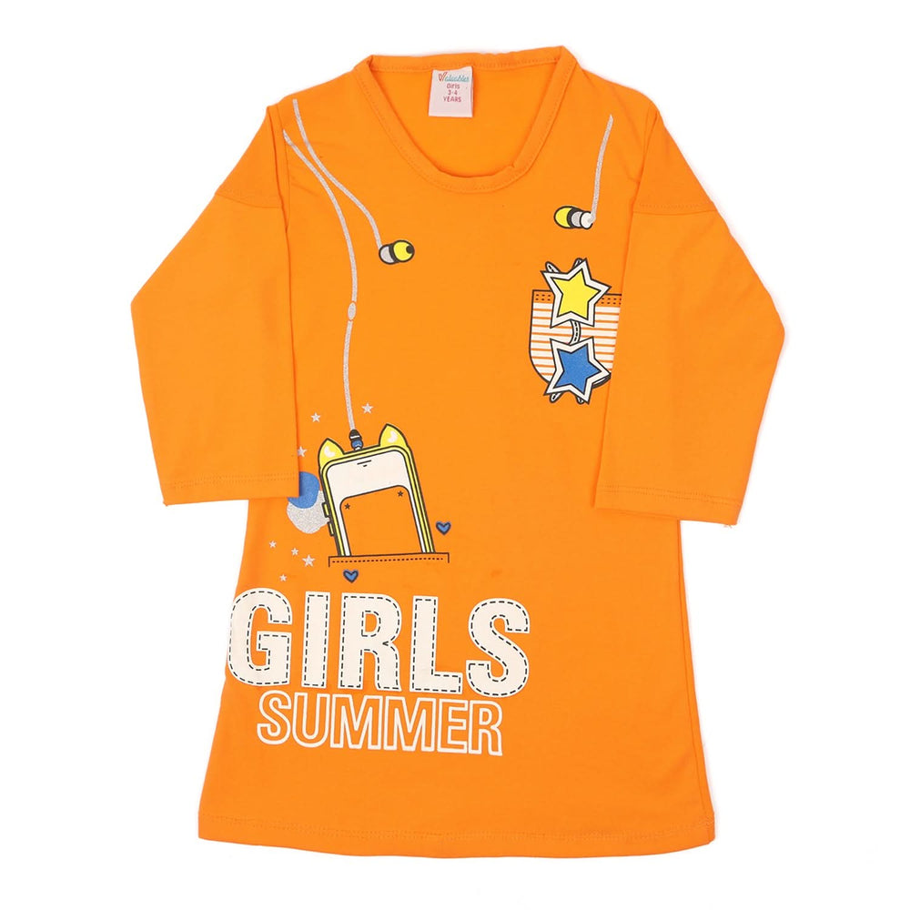 Girls Full Sleeves Top - Orange, Girls Tops, Chase Value, Chase Value