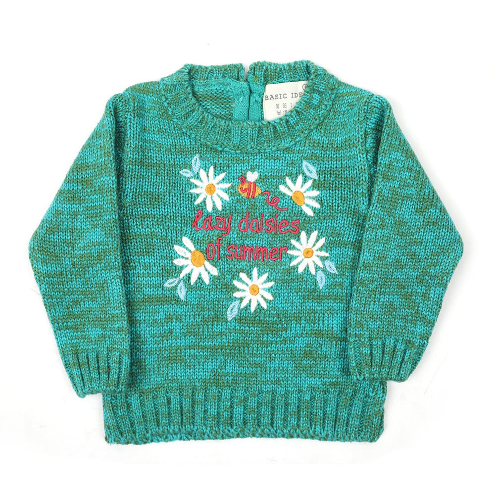 Newborn Girls Full Sleeves Sweater - Green, Newborn Girls Winterwear, Chase Value, Chase Value