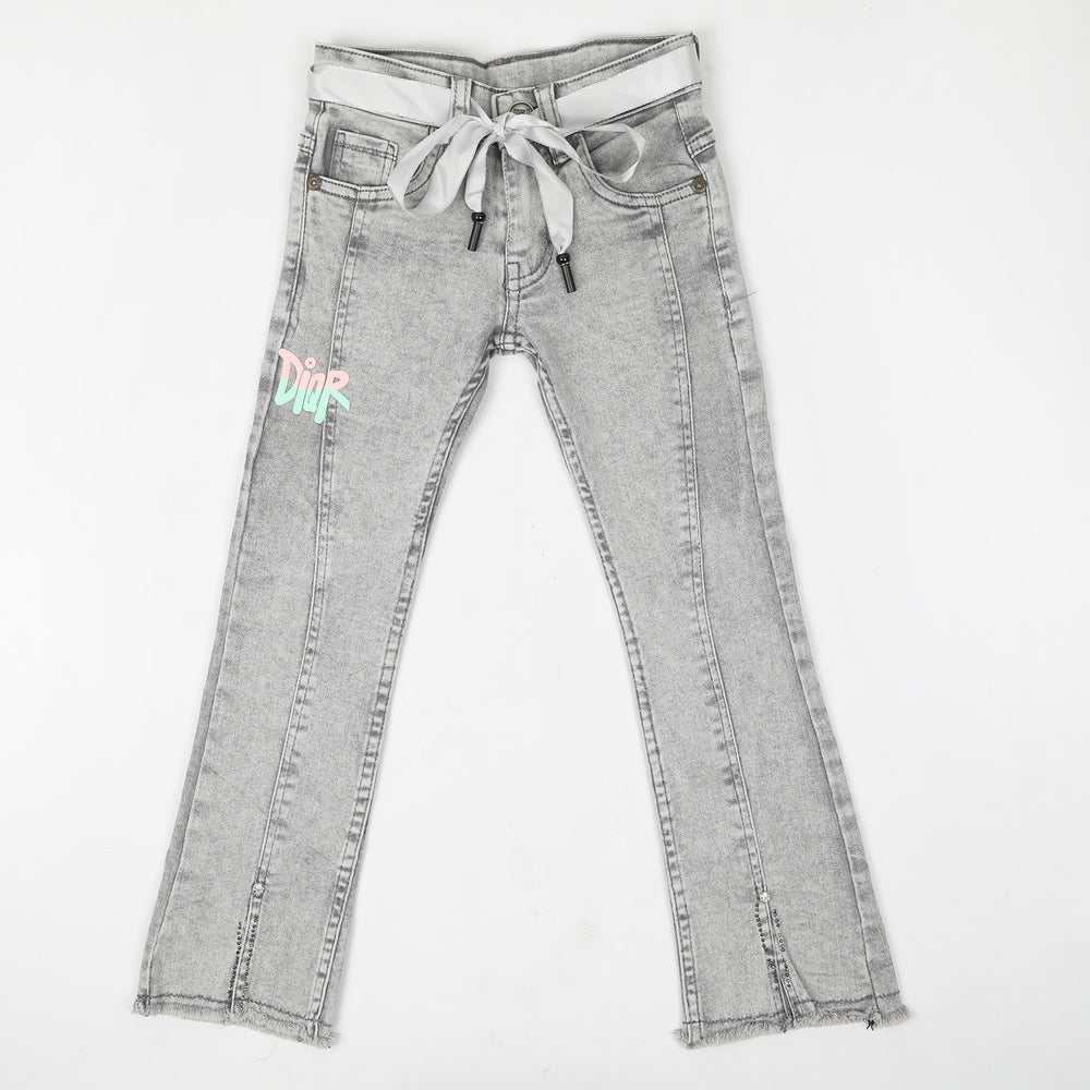 Girls Denim Pant - Light Grey, Girls Pants & Capri, Chase Value, Chase Value