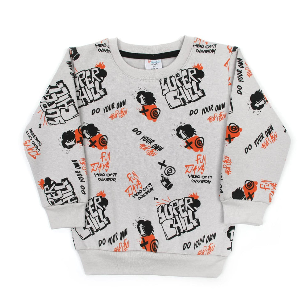 Boys Full Sleeves Round Neck T-Shirt - Light Grey, Boys T-Shirts, Chase Value, Chase Value