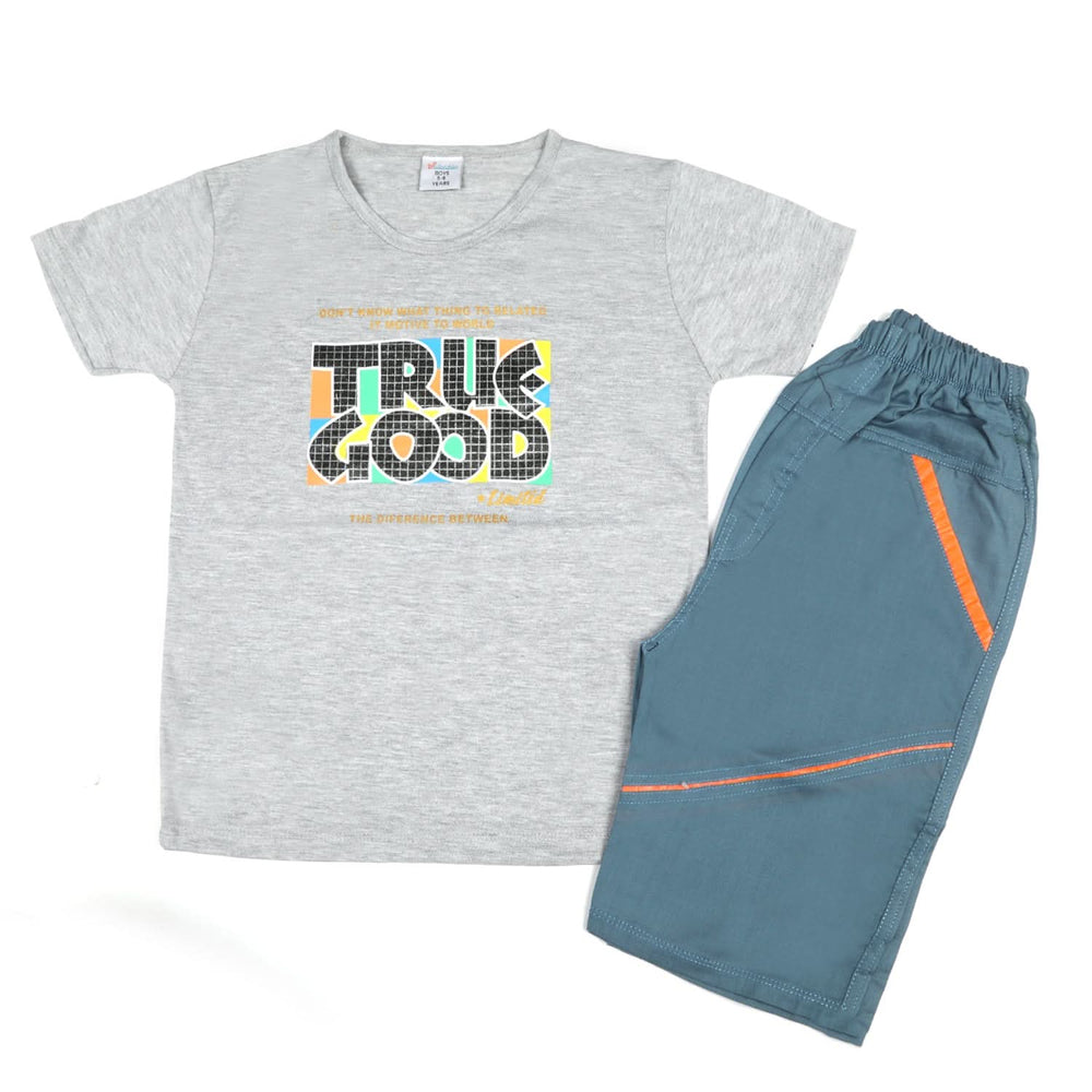 Boys Half Sleeves Short Suit - Grey, Boys Sets & Suits, Chase Value, Chase Value